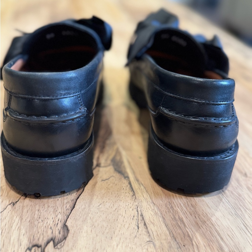 Alameda Turquesa Black Leather Loafers With Bow From Portugal Size 39 - Picture 4 of 5